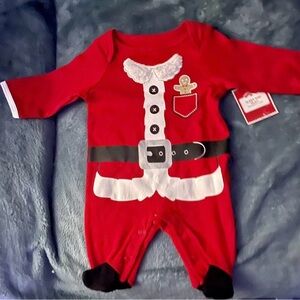 Holiday Time Christmas Themed Red Santa Footed Sleep & Play size 6-9 Months NWT